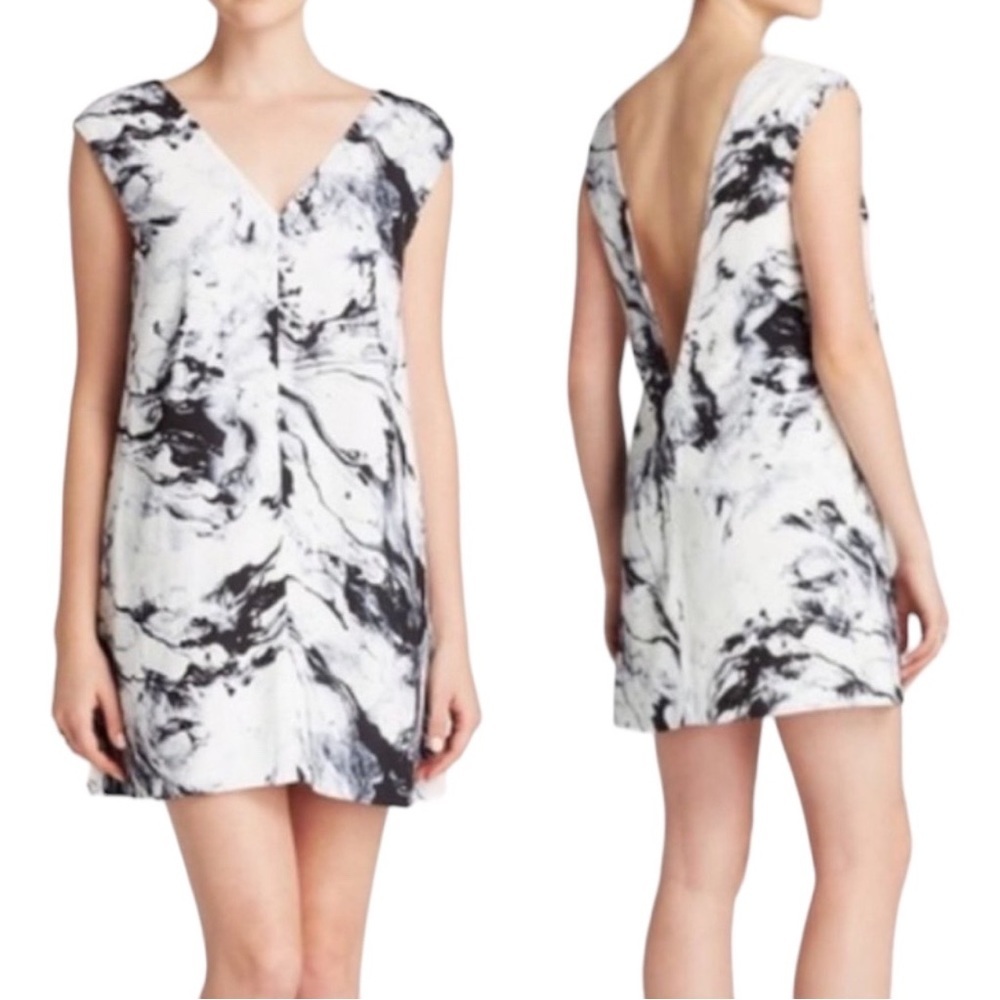 KEEPSAKE the Label Overtime Mini Dress Marble Swirl Neutral Print Sz Medium NWT